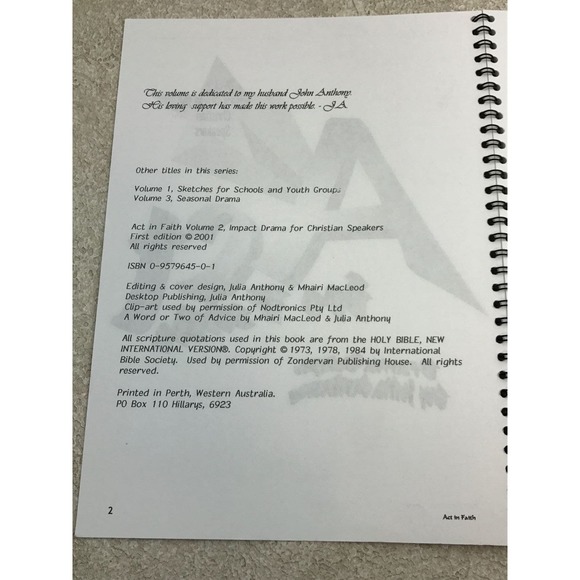 Act‎ in Faith Volume II Sketches for Schools & Youth Groups 10 Christian Dramas - Picture 3 of 5